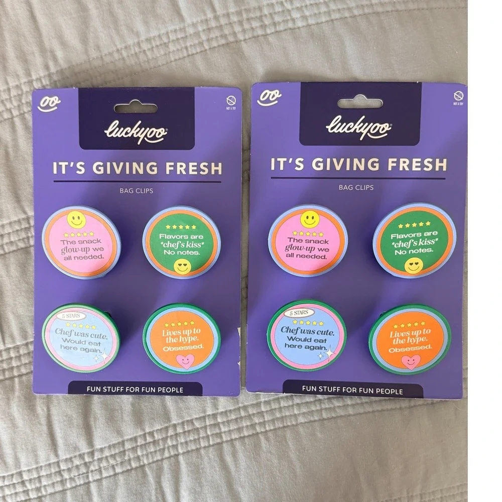 Luckyoo Its Giving Fresh Bag Clips 2 Pack Set 4 Count Each Multicolored 5331180